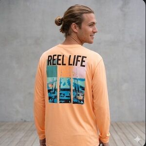 Reel Life Performance Fishing Shirt Men's XXL Long Sleeve Graphic Sunshirt